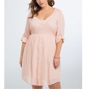 Embroidered Gauze Shirt Dress NWOT